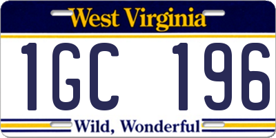 WV license plate 1GC196