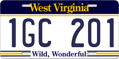 WV license plate 1GC201