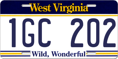 WV license plate 1GC202