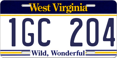 WV license plate 1GC204
