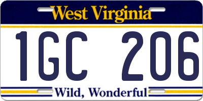 WV license plate 1GC206