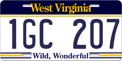 WV license plate 1GC207