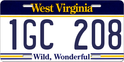 WV license plate 1GC208