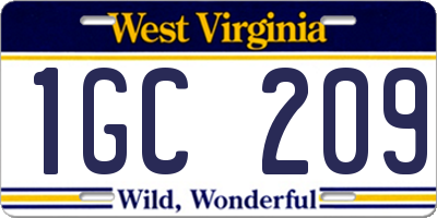 WV license plate 1GC209