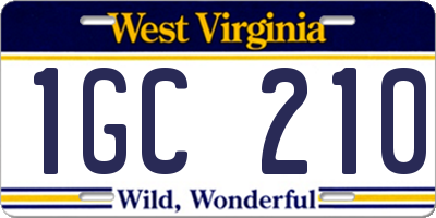WV license plate 1GC210