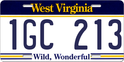 WV license plate 1GC213
