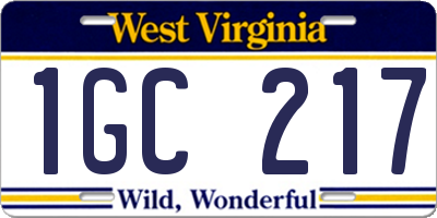 WV license plate 1GC217