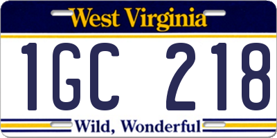 WV license plate 1GC218