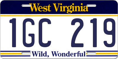 WV license plate 1GC219