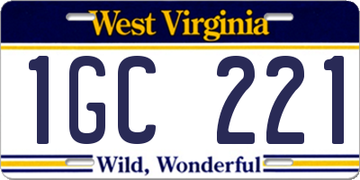 WV license plate 1GC221
