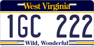 WV license plate 1GC222