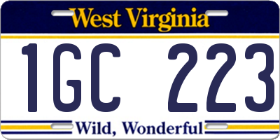 WV license plate 1GC223