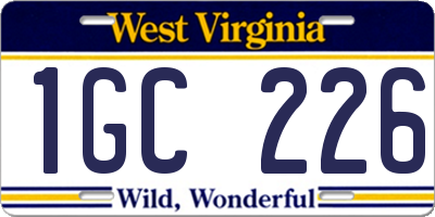 WV license plate 1GC226