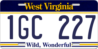 WV license plate 1GC227