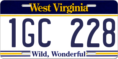 WV license plate 1GC228