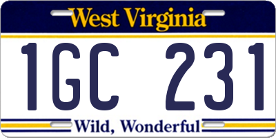 WV license plate 1GC231