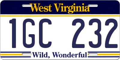 WV license plate 1GC232