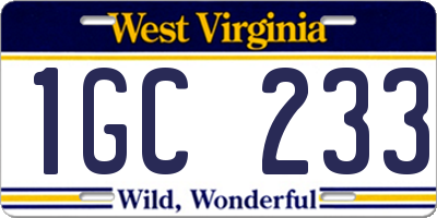 WV license plate 1GC233