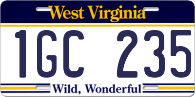 WV license plate 1GC235