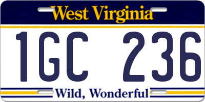 WV license plate 1GC236