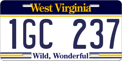 WV license plate 1GC237