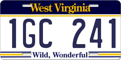WV license plate 1GC241