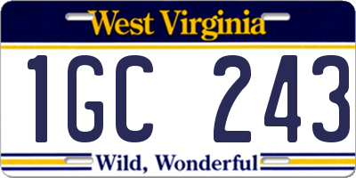 WV license plate 1GC243