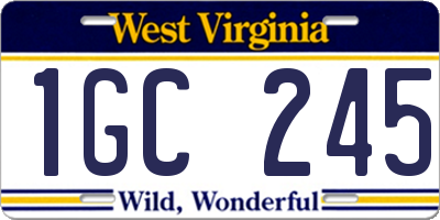 WV license plate 1GC245