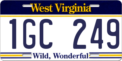 WV license plate 1GC249