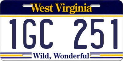 WV license plate 1GC251