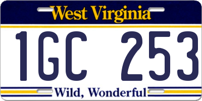 WV license plate 1GC253