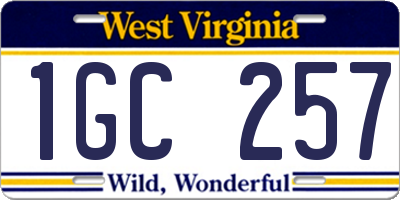 WV license plate 1GC257