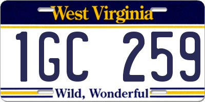 WV license plate 1GC259