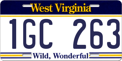 WV license plate 1GC263