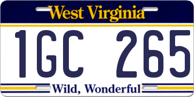 WV license plate 1GC265