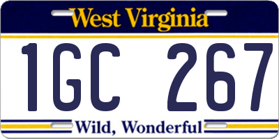 WV license plate 1GC267