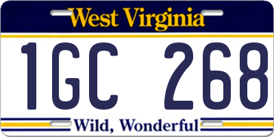 WV license plate 1GC268