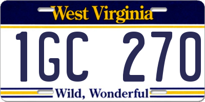 WV license plate 1GC270