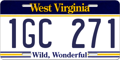 WV license plate 1GC271