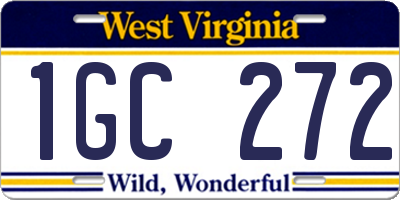 WV license plate 1GC272
