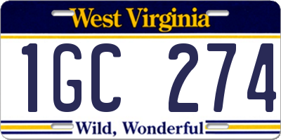 WV license plate 1GC274