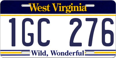 WV license plate 1GC276