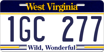 WV license plate 1GC277