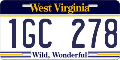 WV license plate 1GC278