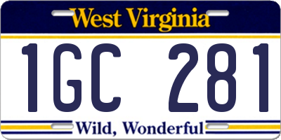 WV license plate 1GC281