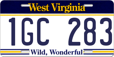 WV license plate 1GC283