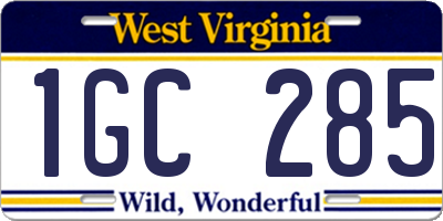 WV license plate 1GC285