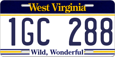 WV license plate 1GC288