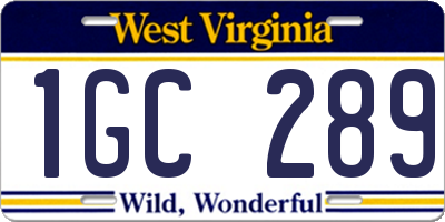WV license plate 1GC289