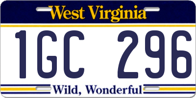 WV license plate 1GC296